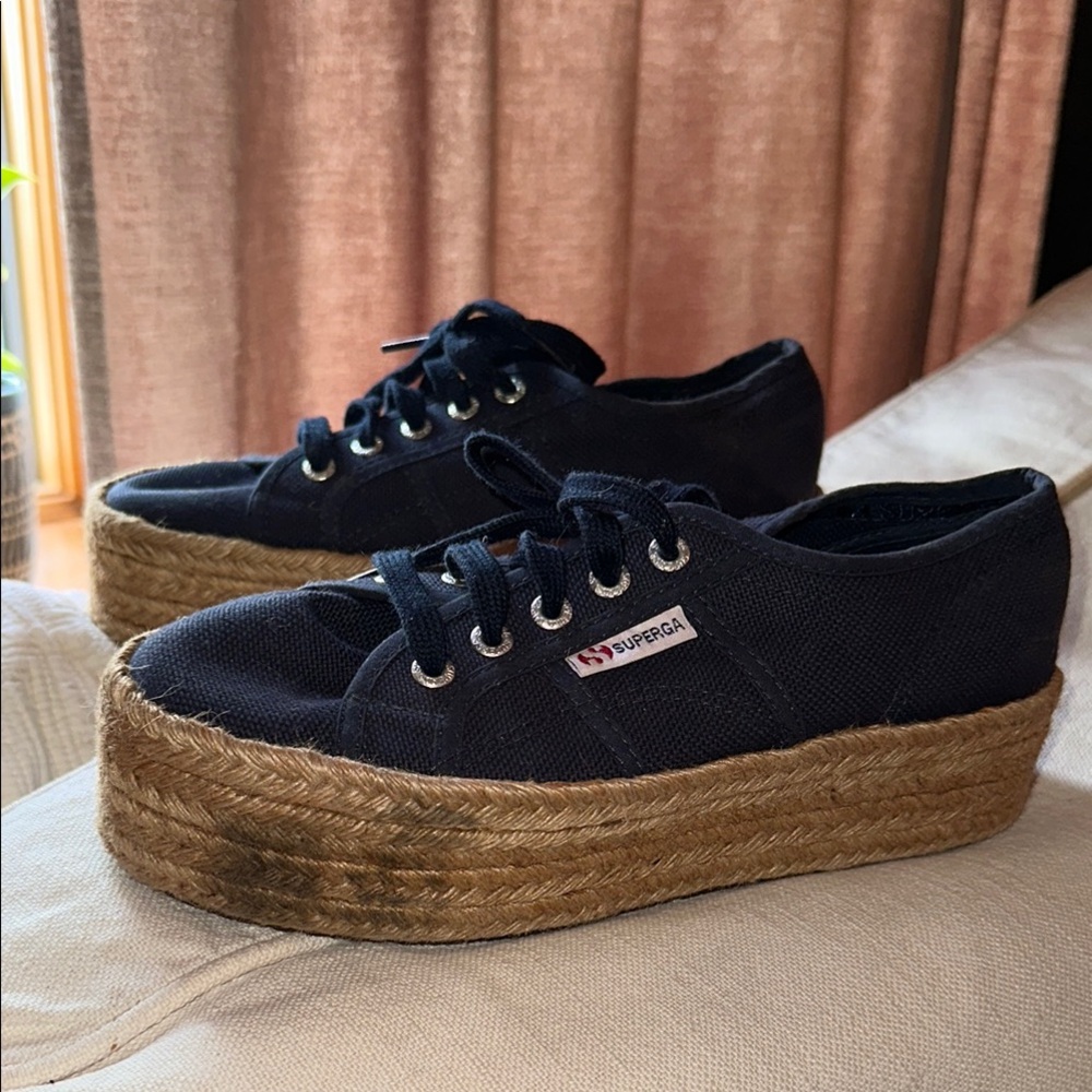 Superga Women's Navy Blue Platforms  Eu size 37 USA 7.5